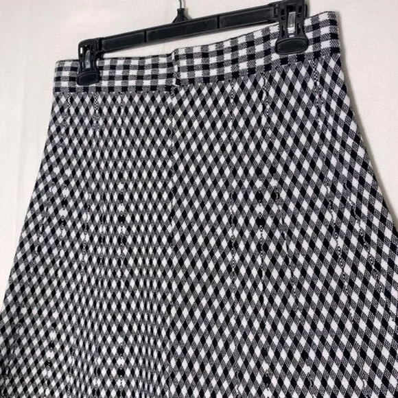 2extremz Black White Knit Midi Length A-Line Skirt L - Picture 8 of 12